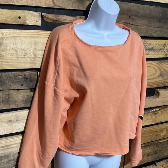 Nike Femme Cropped Training Crew Sweatshirt Orange Crimson Bliss Large - Picture 8 of 12